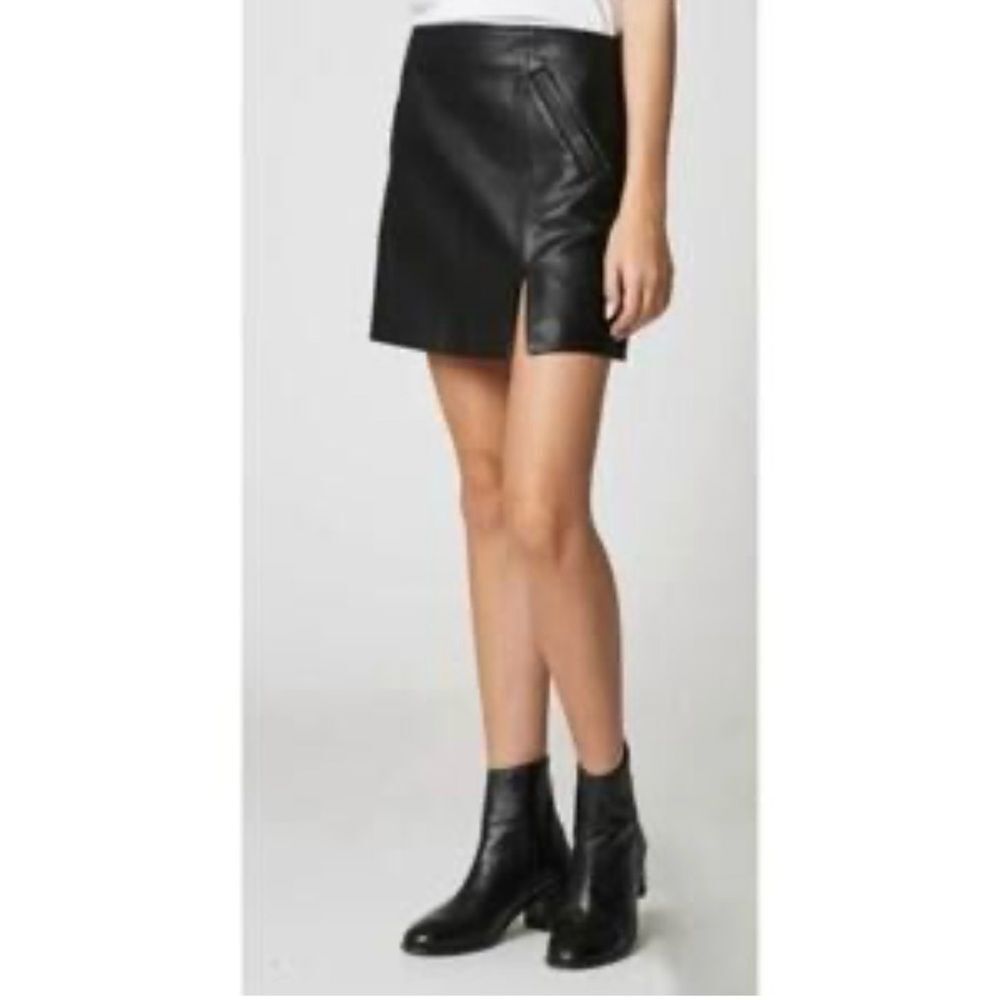 Blank NYC END GAME Black Faux Leather Slit Front Zip Back Mini Skirt NEW